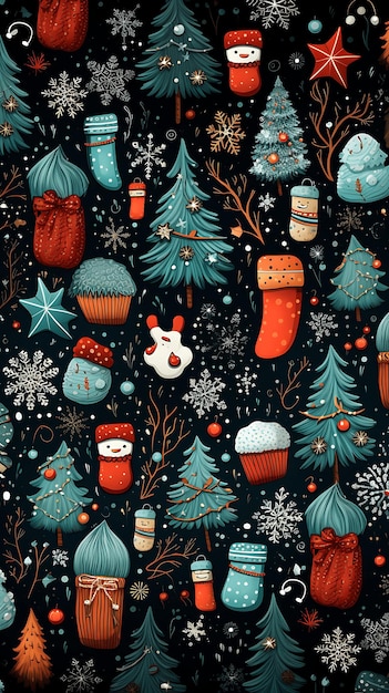 Рождественские чулки безшовный рисунок Рождество элементы упаковки бумаги носки безшовная текстура