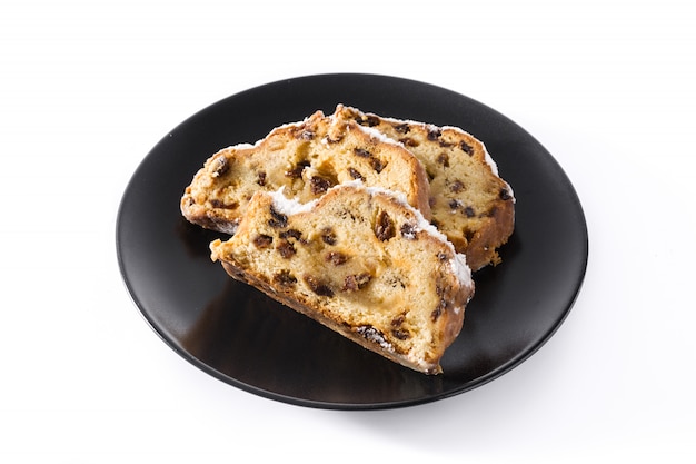 화이트 크리스마스 stollen 과일 조각입니다.