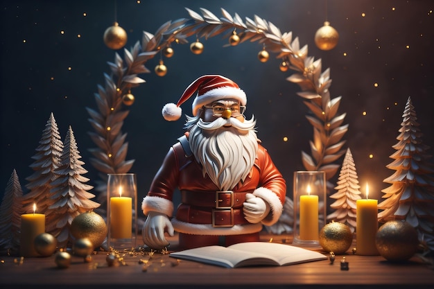 Рождественская история с дедом морозом и елочными украшениями