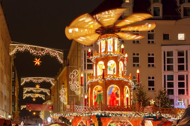 Christmas street at night in Dresden, Germany