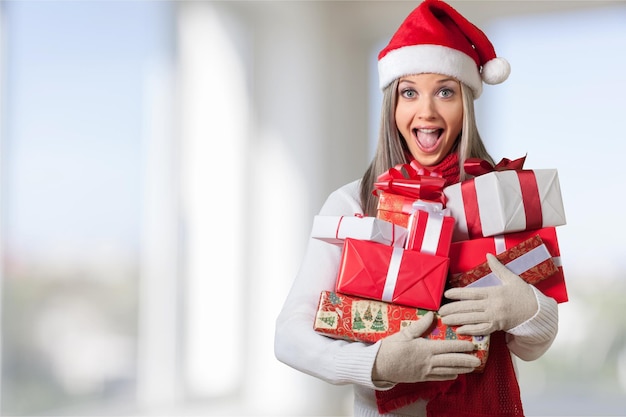 Christmas stress shopping woman
