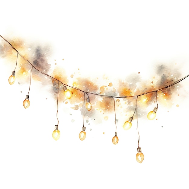 Foto natale string lights acquerello clipart