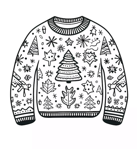 Christmas sweater coloring sweater Christmas tree Christmas elements