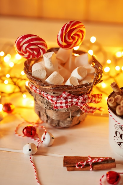 Christmas sweets candy and marmalade on the table