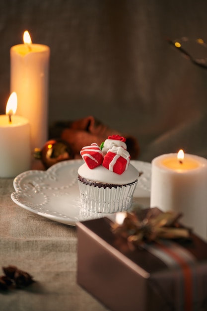 Christmas sweets: cupcakes closeup