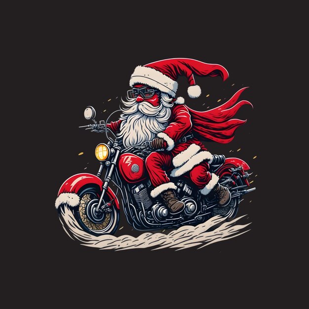 Фото Рождественская футболка с дизайном красного мотоцикла на черном фоне