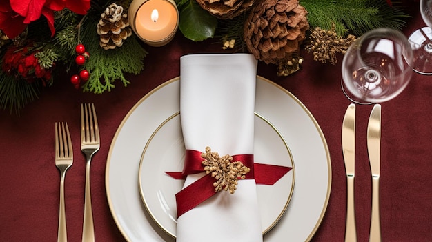 Photo christmas table decor holiday tablescape and dinner table setting formal event decoration for new year family celebration english country and home styling inspiration