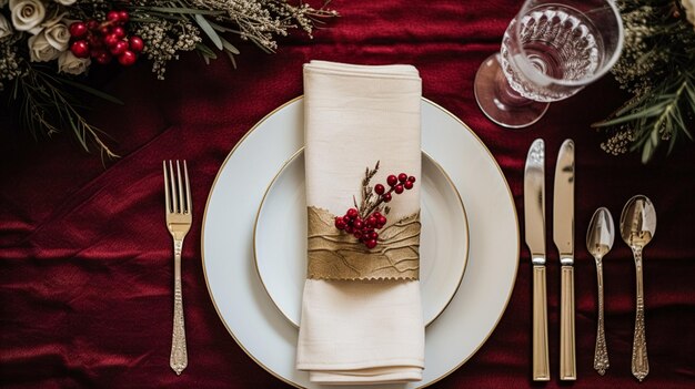 Christmas table decor holiday tablescape and dinner table setting formal event decoration for New Year family celebration English country and home styling inspiration