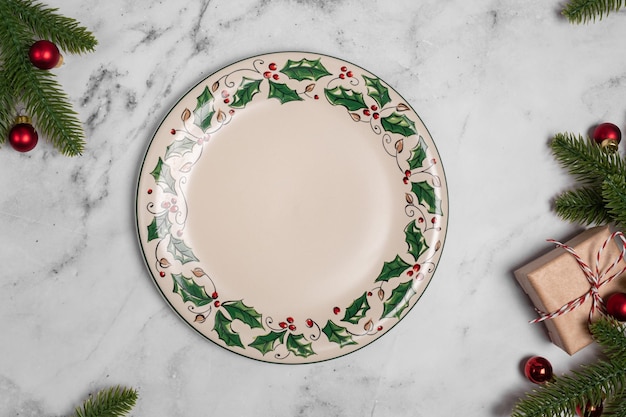 christmas table setting with christmas decorations