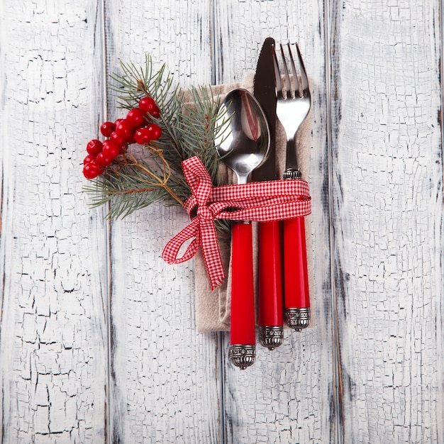 Photo christmas table setting