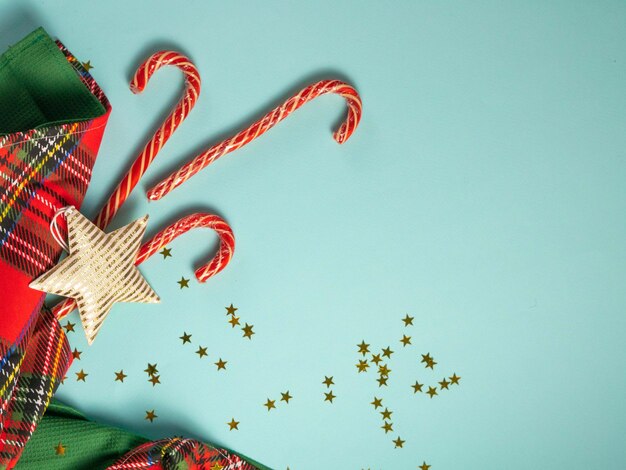 Christmas Tablecloth in Red Check and Solid Green Stripe Lollipops Textile Christmas Decor Sequins