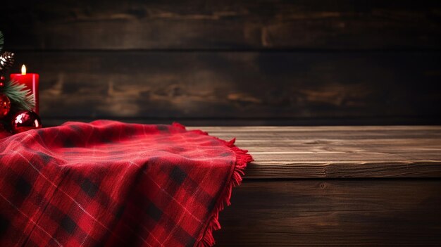 Photo christmas tablecloth over rustic table awardwinning