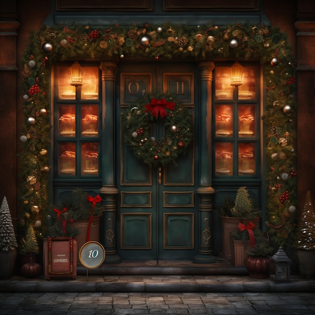 Christmas teaser screen hanging style door image ai generated art