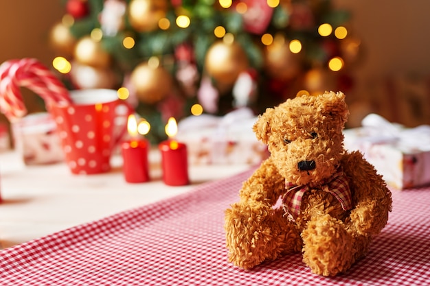 Christmas teddy bear soft toy with Christmas tree