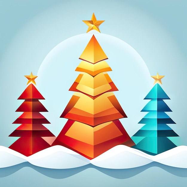 カードの招待状に最適な現代的なフラットスタイルの装飾的なクリスマスツリーの形のクリスマステンプレート