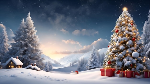 Christmas template a snowy fir a Christmas tree