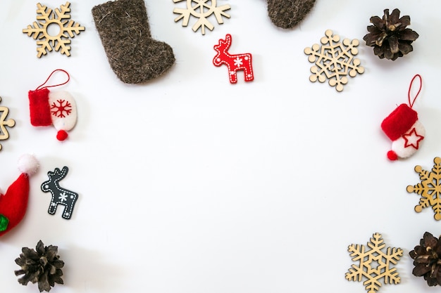 Christmas text frame on a white of  accessories