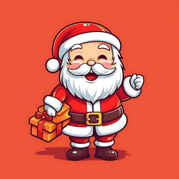 Christmas Theme Cartoon Santa Claus Cute Santa with gift Merry Christmas Santa Claus Illustrators