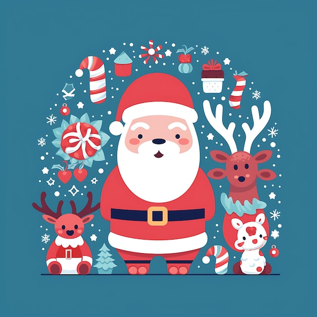 Tema di natale cartone animato babbo natale dolce babbo natale con regalo buon natale babbo natare illustratori