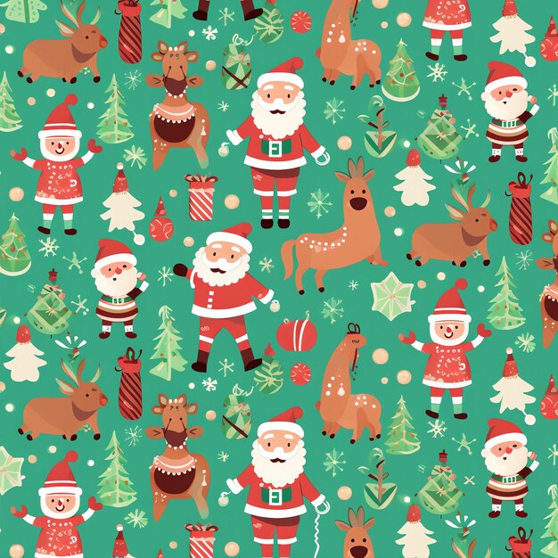 Christmas theme repeat pattern design colorful children