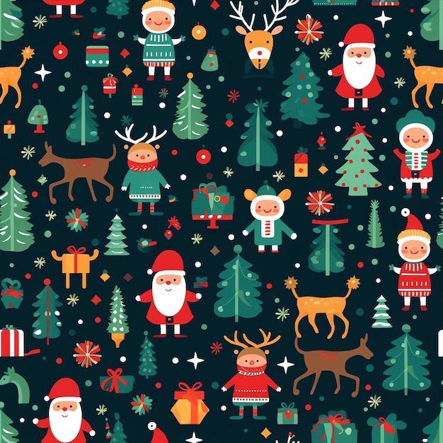 Christmas theme repeat pattern design colorful children