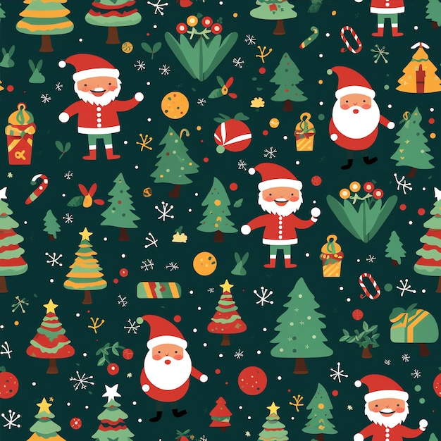 Christmas theme repeat pattern design colorful children