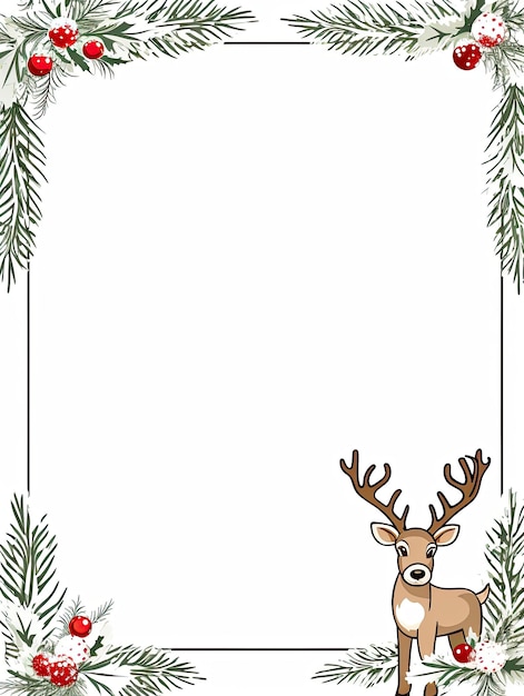 Photo christmas themed border with reindeer for christmas greetings background