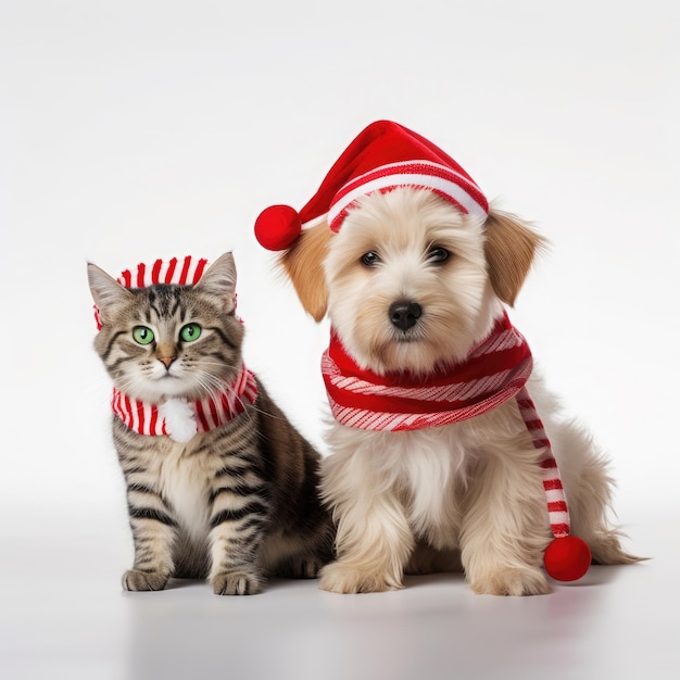 christmas themed pet accessories Isolated on white background Generative Ai