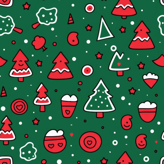 Christmas themed seamless pattern with icons AI Generative