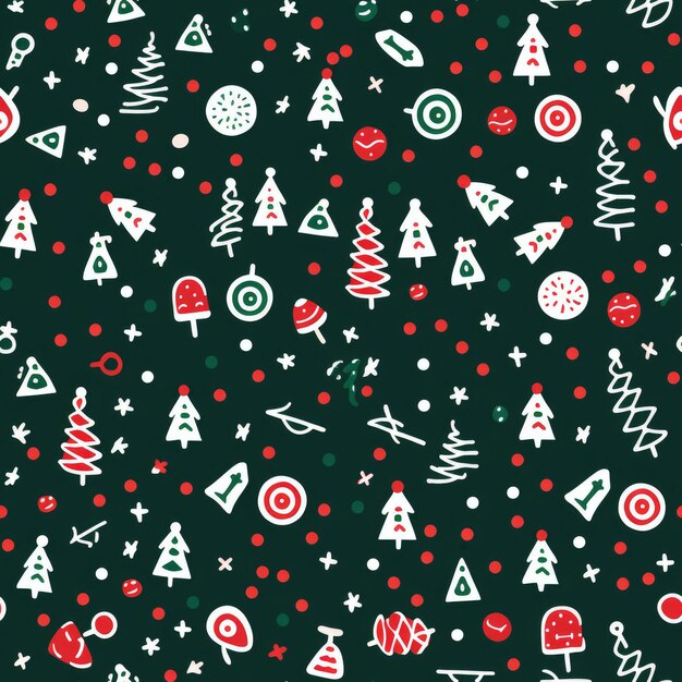 Photo christmas themed seamless pattern with icons ai generative