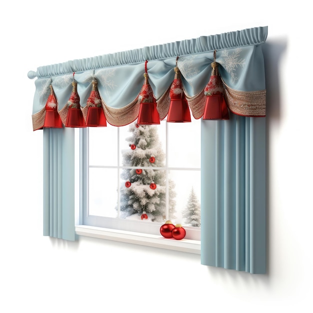 크리스마스 테마의 창문 런스 색 배경에 고립 된 생성 Ai