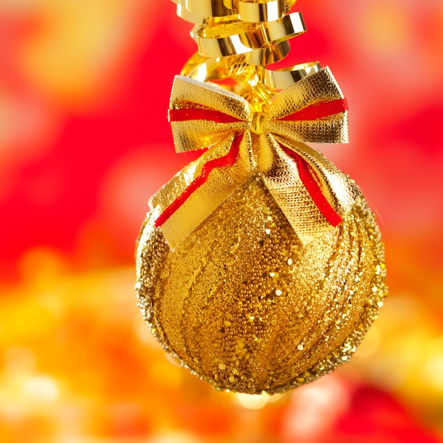 Christmas tinsel golden glitter bauble loop