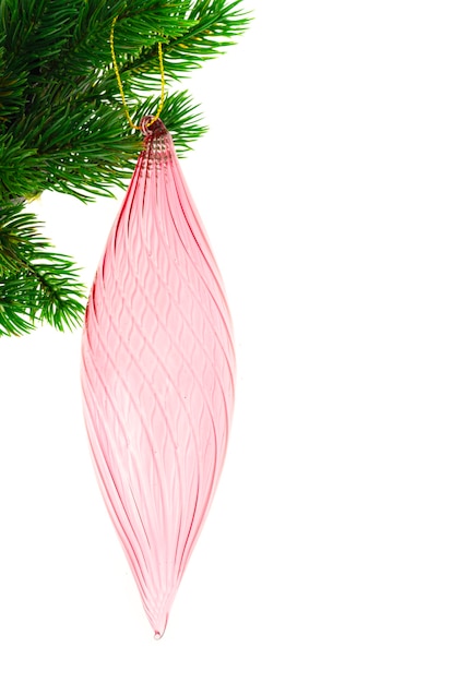 Christmas toy on fir branch with place for text, christmas concept.