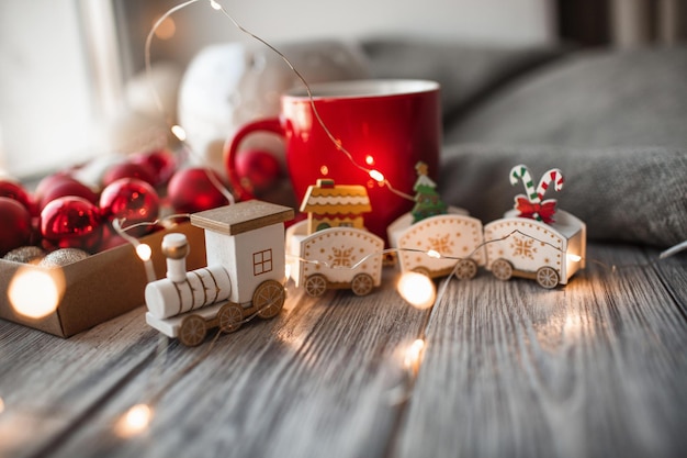 Christmas toys, candles and gifts, Christmas background