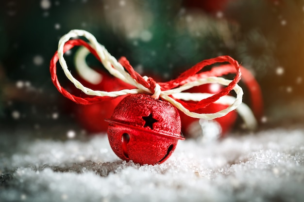 Christmas toys and Christmas tree on dark wooden background Horizontal