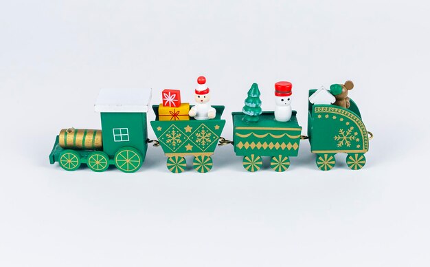 Christmas train toy green wood railway fo xmas holiday
