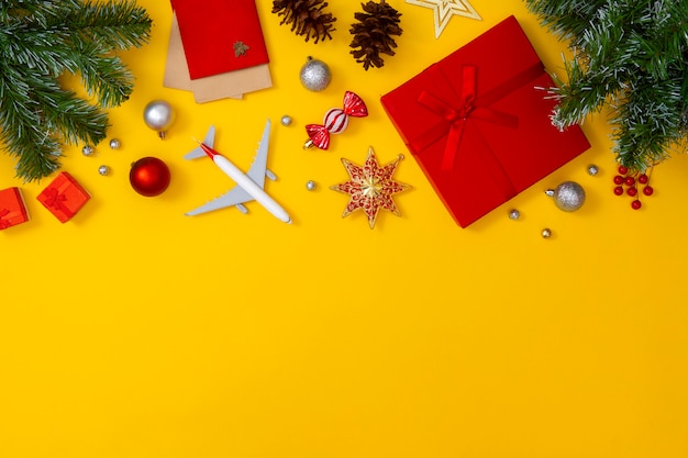 christmas travel concept with airplane