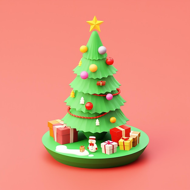 Christmas tree 3d icon cartoon style