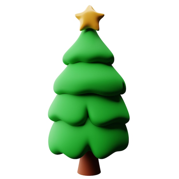 Christmas tree 3d rendering illustration cartoon style christmas decoration ornament theme