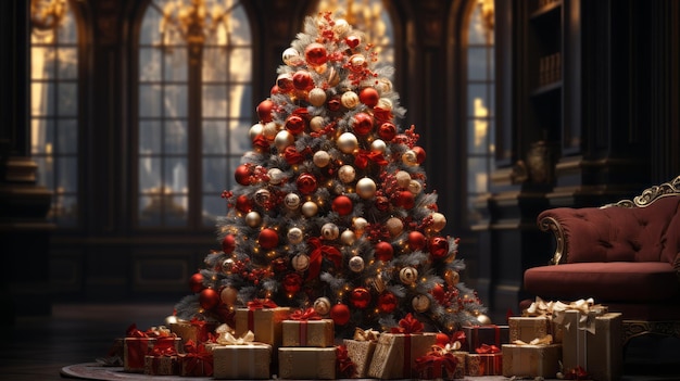 Christmas tree adorned with sparkling lights and ornaments