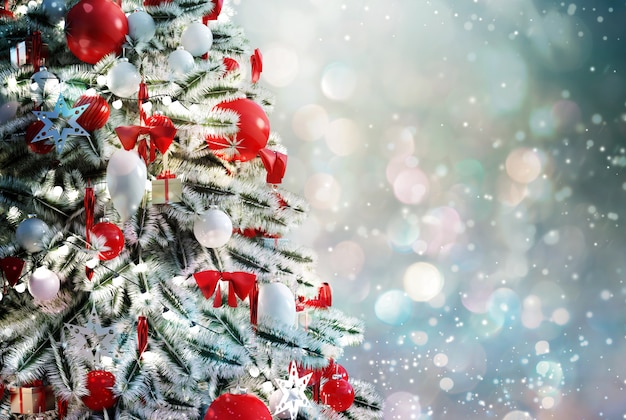 Christmas tree against a glittery luminous background