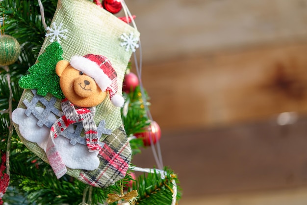 Christmas tree background and Decorated Christmas tree on blurred background