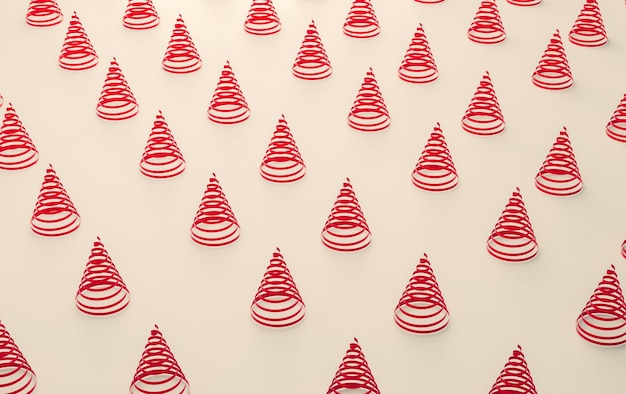 Photo christmas tree background made of red ribbons