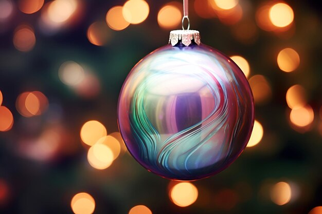 Christmas tree ball on bokeh background