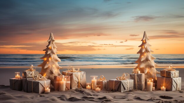 Christmas tree on the beach