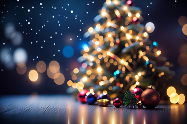 Рождественская елка размытость и боке свет в ночь зимы и счастливый новый год сезон