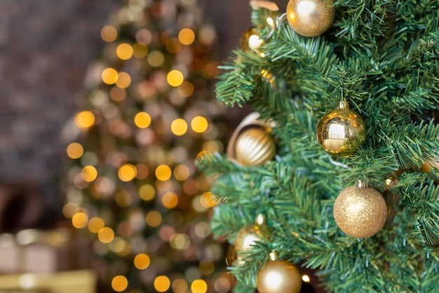Christmas tree on blurred background