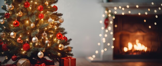 Christmas tree on blurred sparkling background