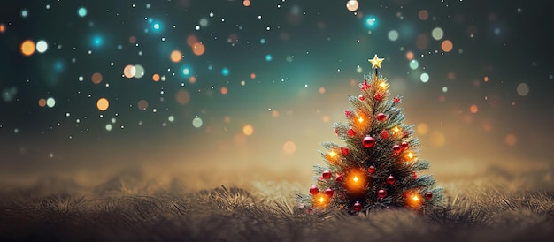 Christmas tree on bokeh background Christmas and holiday party concept Generative AI