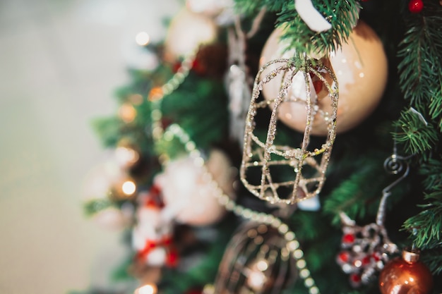 Christmas tree branch with toys